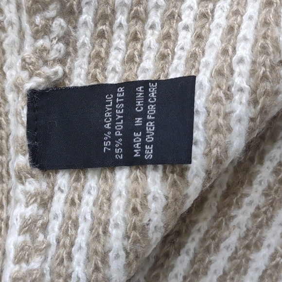 Fortune + Ivy tan and white long knit open cardigan with pockets, size L, NWOT - Picture 6 of 11